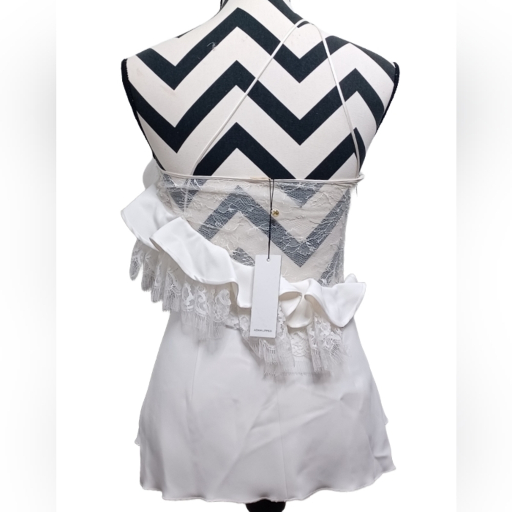 NWT Adam Lippes Strappy Ruffled Lace Trim Top - Picture 5 of 14